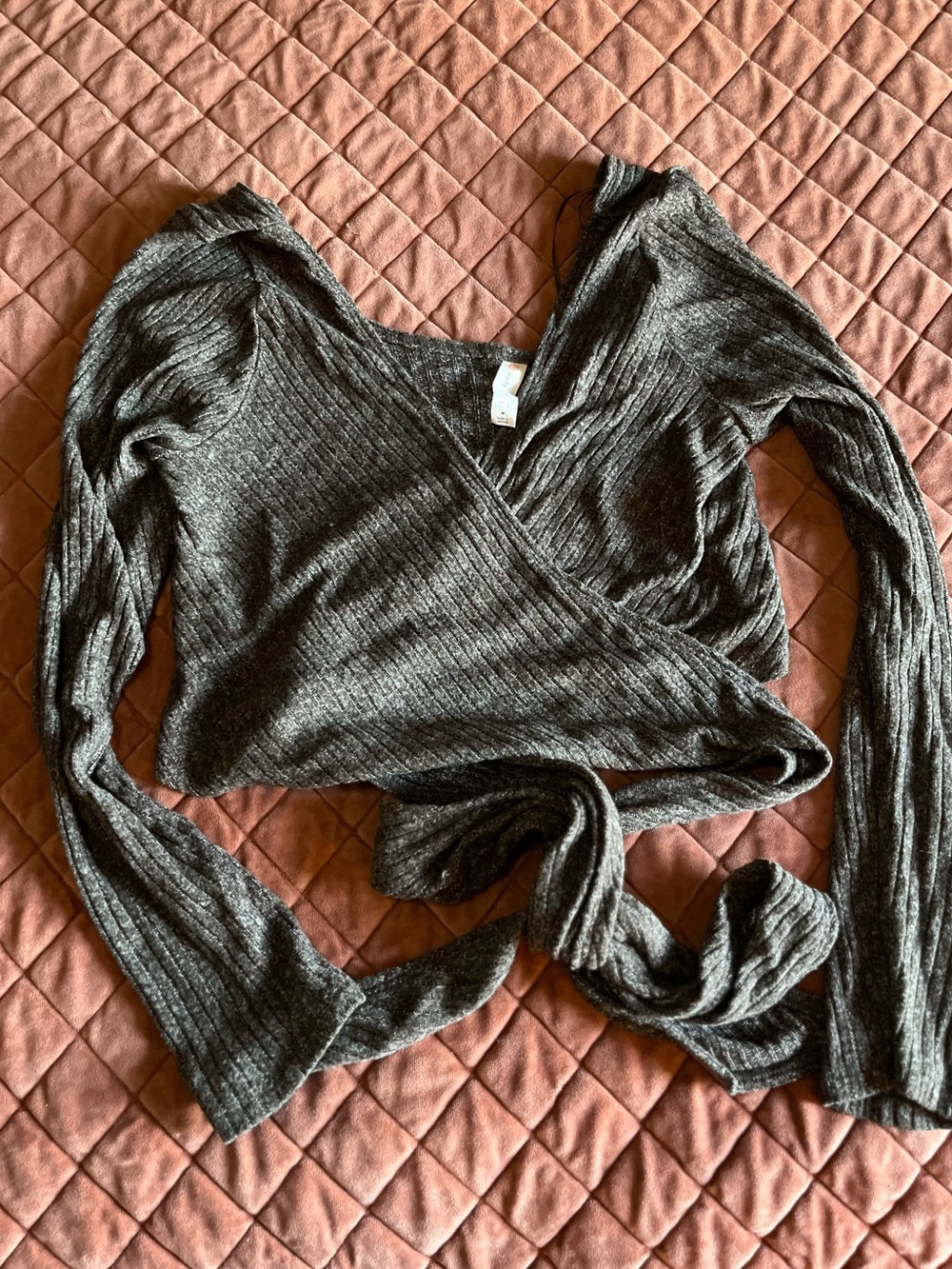 Daily Practice Crop Wrap Ribbed Sweater